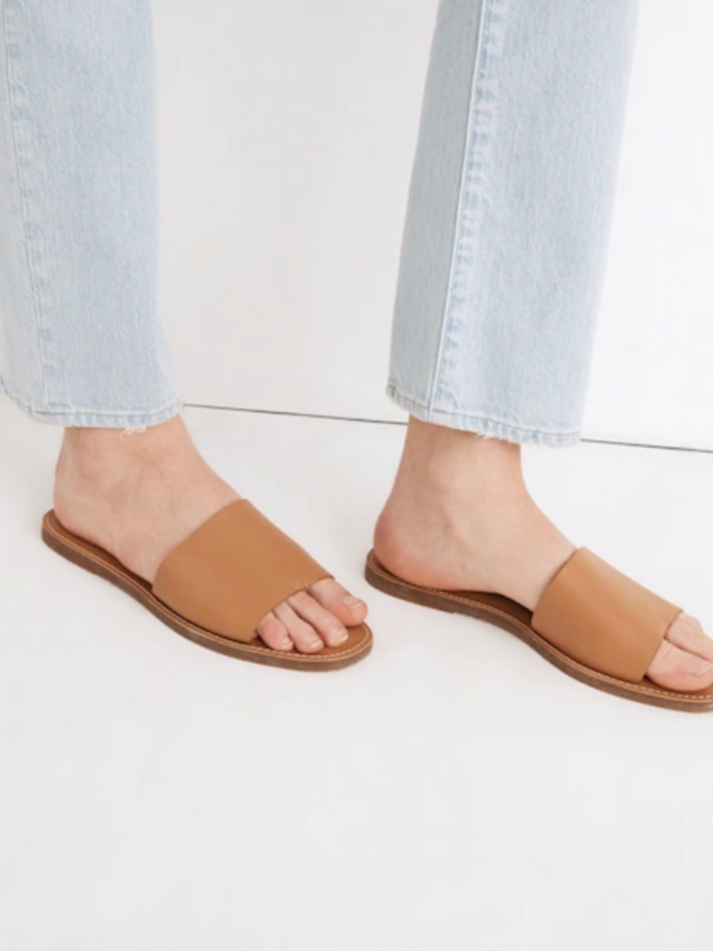 Madewell Boardwalk Post Slide Sandal Desert Camel Leather Size 10 Used - Picture 2 of 4